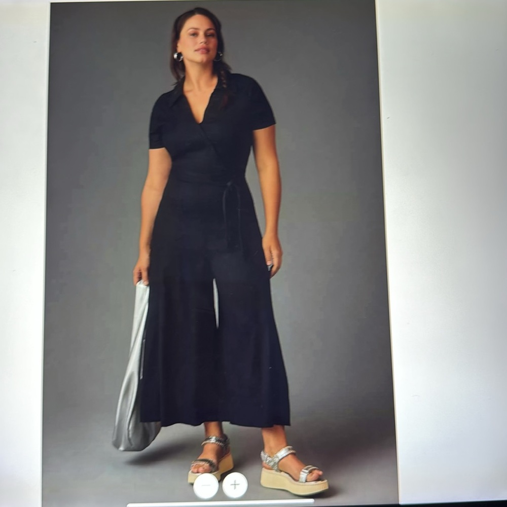 Maeve 🖤 Black Wide-Leg linen  Jumpsuit with V-Neck